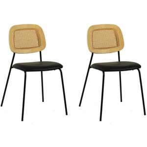 Mathi Design Lot de 2 Chaises de repas en simili cuir noir Noir 48x82x44cm