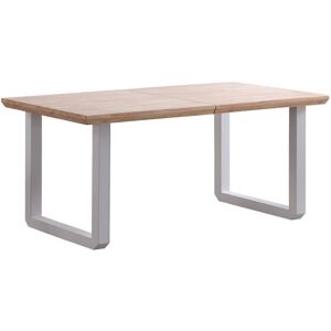 Mathi Design Table repas extensible bois clair et acier blanc L 220 Blanc 220x77x80cm