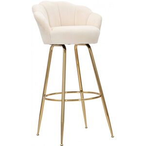 Dmora Tabouret de bar en velours crème Blanc 55x110x53cm