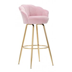 Dmora Tabouret de bar en velours rose Rose 55x110x53cm