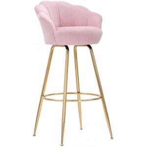 Dmora Tabouret de bar en velours rose