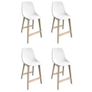 Mob In Chaises d'ilot et bar 65 cm en chene et assise plastique - Lot de 4