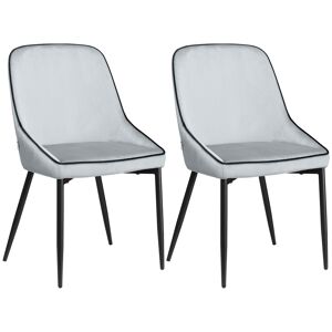 Homcom Lot de 2 chaises design piètement acier noir aspect velours gris clair - Publicité