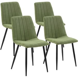 HOMN Pack 4 chaises recouvertes de tissu vert