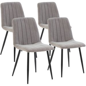 HOMN Pack 4 chaises recouvertes de tissu gris Gris 56x84x45cm