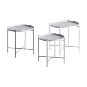Lastdeco Table Basse en Fer Blanc 48x48x42 cm Blanc 48x42x48cm