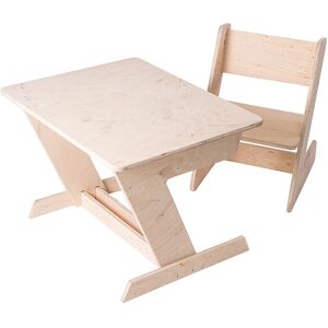 PimPamPoum Table et chaise Montessori enfant effet bois naturel Beige 52x55x60cm