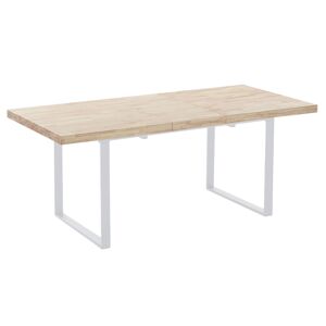 Mathi Design Table repas extensible bois clair et acier blanc L180
