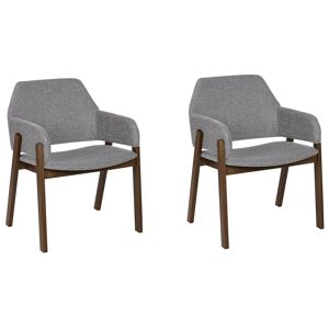 Beliani Lot de 2 chaises de salle à manger bois sombre et gris - Publicité