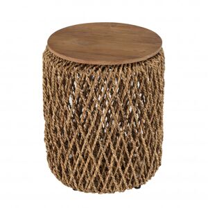 MACABANE Table d'appoint ronde en tissage de fibre de cocotier D38