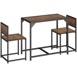 Tectake Ensemble milton table + 2 chaises style vintage bois foncé industriel