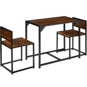 Tectake Ensemble milton table + 2 chaises style vintage bois foncé industriel - Publicité