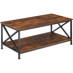 Tectake Table basse pittsburgh 100x55x45.5cm bois foncé industriel - Publicité