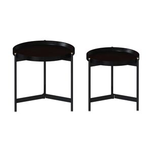 Rendez Vous Deco Tables dappoints rondes noires en bois de manguier lot de 2 Noir 55x52x55cm