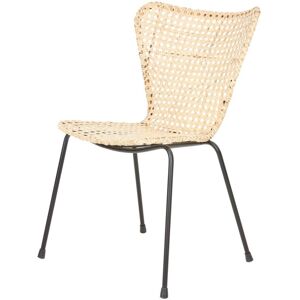 Chaise en rotin beige avec pieds en métal noir