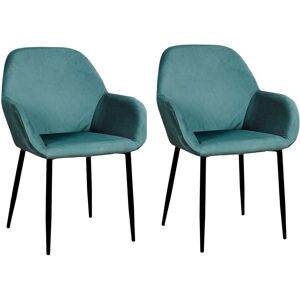 Toilinux Lot de 2 fauteuils de table design velours vert