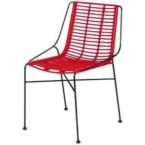 Chaise en rotin et métal rouge