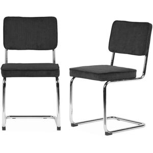 sweeek Lot de 2 chaises cantilever velours côtelé