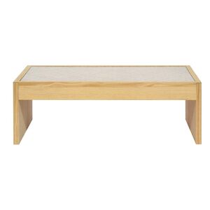 Naan Furniture Table basse en bois massif naturel avec verre - 98 cm Marron 98x36x61cm
