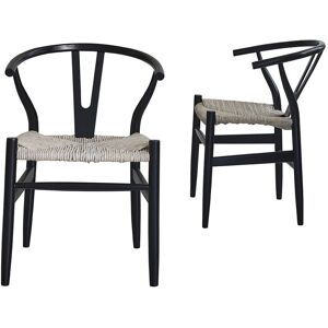 Bois Dessus Bois Dessous Lot de 2 chaises noires assise tissée en mindy - Publicité