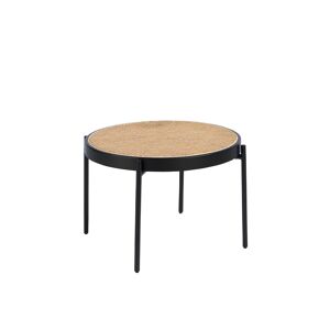 Table basse ronde en rotin et acier