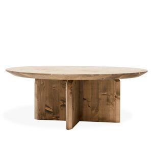 Decowood Table basse ronde en bois de sapin vieilli Ø80x30,2cm - Publicité