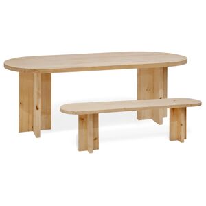 Decowood Ensemble table à manger ovale et banc bois de sapin marron 160x75cm - Publicité