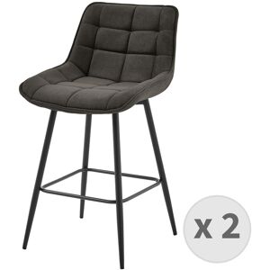 Moloo Fauteuil de bar en tissu Gris souris et métal noir (x2)