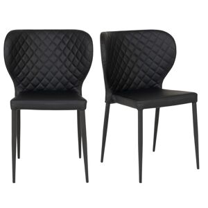 Meubles & Design Lot de 2 chaises en simili matelasse pieds metal noir noir