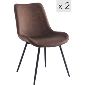 Nordlys Lot de 2 chaises en metal et simili marron