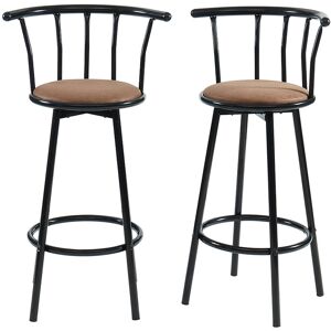 Baita Lot de 2 tabourets de bar en marron piètement noir - Publicité