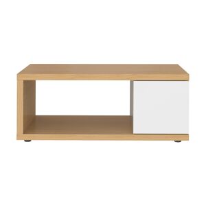 TEMAHOME Table basse placage chêne et blanc Blanc 105x43x55cm