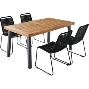 sweeek Table indoor/outdoor + 4 chaises corde noires