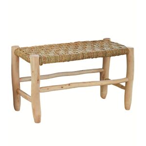 Home Maison Banc marocain tressage damier osier/bois naturel 80 cm