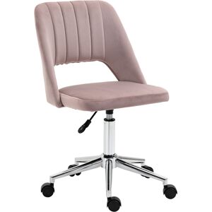 Vinsetto Chaise de bureau design dossier ajoure strie pied chrome velours rose