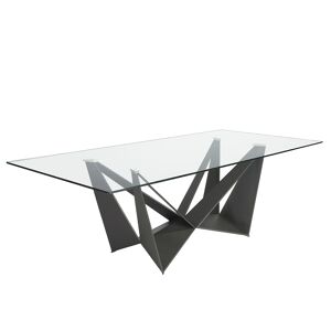Angel Cerda Table à manger en verre et acier noir 240 x 120 x 75 cm. Transparent 120x75x240cm