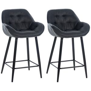 CLP Lot de 2 Tabourets de bar Avec accoudoirs tissu Gris fonce