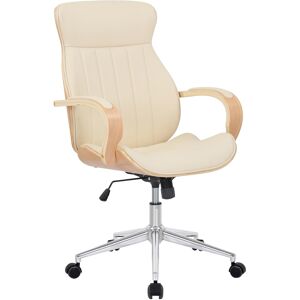 CLP Chaise de bureau réglable en similicuir Nature / Crème Beige 68x100x63cm