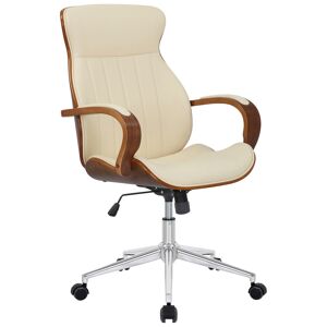 CLP Chaise de bureau réglable en similicuir Noyer / Crème Beige 68x100x63cm