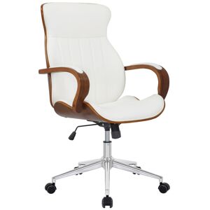 CLP Chaise de bureau réglable en similicuir Noyer / Blanc Blanc 68x100x63cm