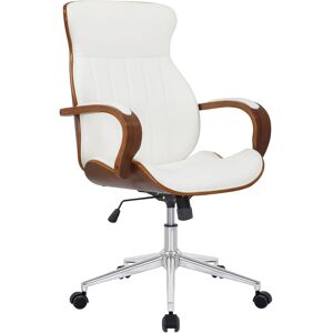 CLP Chaise de bureau réglable en similicuir Noyer / Blanc