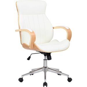 CLP Chaise de bureau réglable en similicuir Nature / Blanc Blanc 68x100x63cm