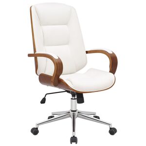 CLP Chaise de bureau réglable en similicuir Noyer / Blanc Blanc 68x102x60cm
