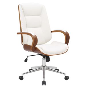 CLP Chaise de bureau réglable en similicuir Noyer / Blanc