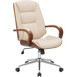 CLP Chaise de bureau réglable en similicuir Noyer / Crème