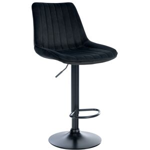 CLP Tabouret de bar velours ajustable pivotant velours Noir