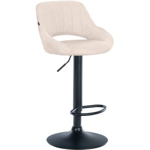 CLP Tabouret de bar en tissu ajustable pivotant tissu Crème