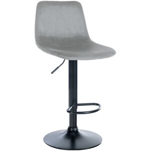 CLP Tabouret de bar velours ajustable pivotant velours Gris Gris 43x88x44cm