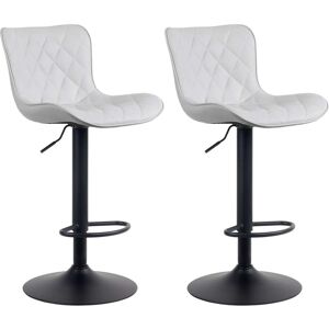 CLP Lot de 2 tabourets de bar ajustables pivotants similicuir Blanc