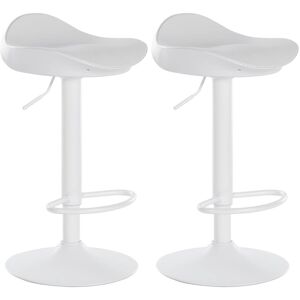 CLP Lot de 2 tabourets de bar ajustables pivotants similicuir Blanc